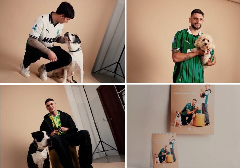 Sassuolo Calcio, calendario 2026 dedicato agli animali abbandonati che cercano casa